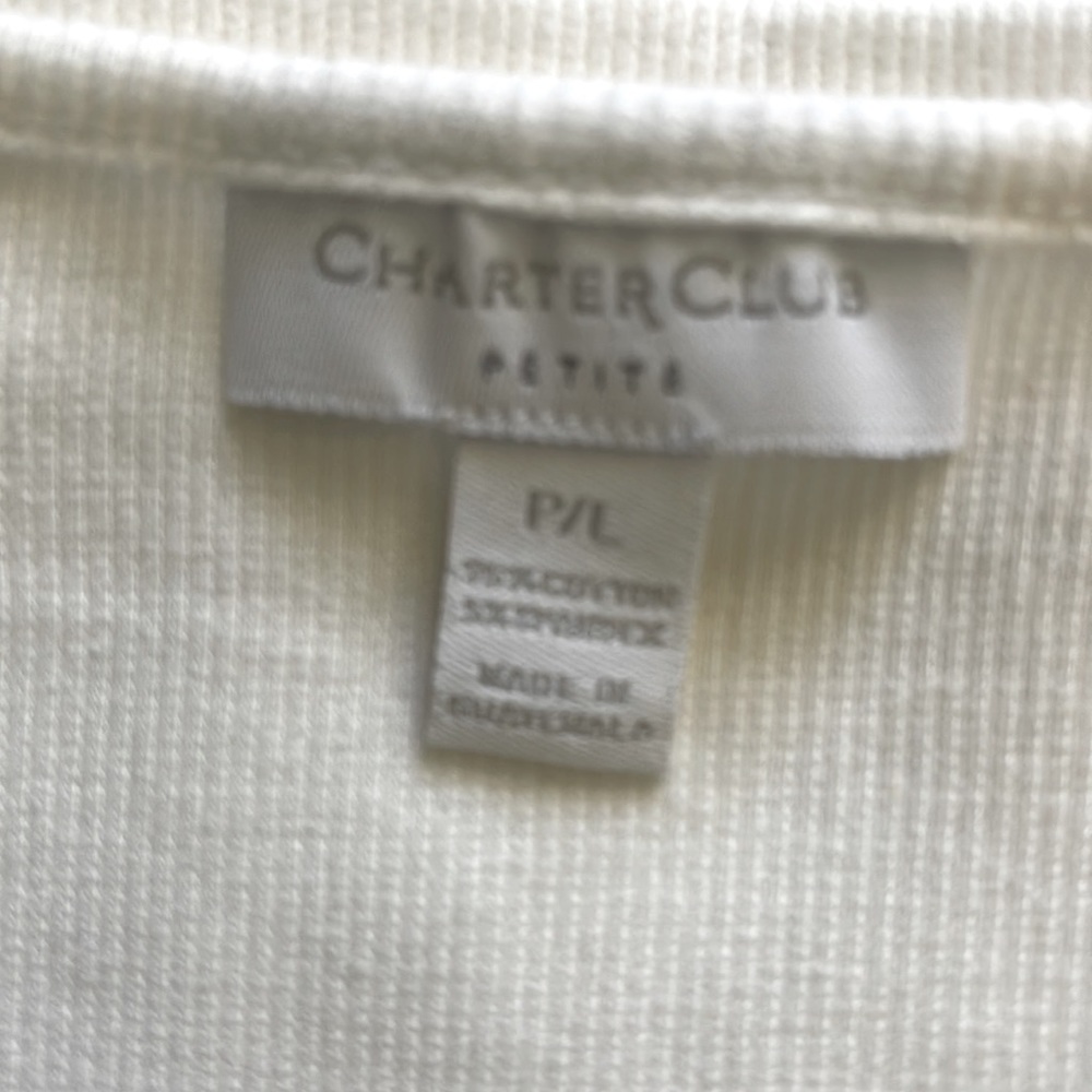 NWOT Two Charter Club Lace appliqué trimmed v-neck ribbed tank tops Petite/Lg - Picture 5 of 8
